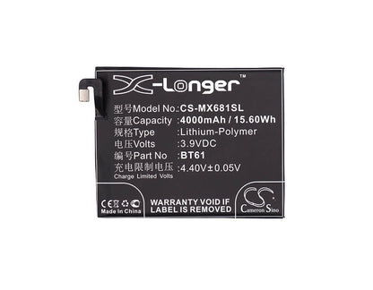 3.9V, 4000mAh, Li-Polymer Battery fits Meizu, L681c, L681h, 15.6Wh