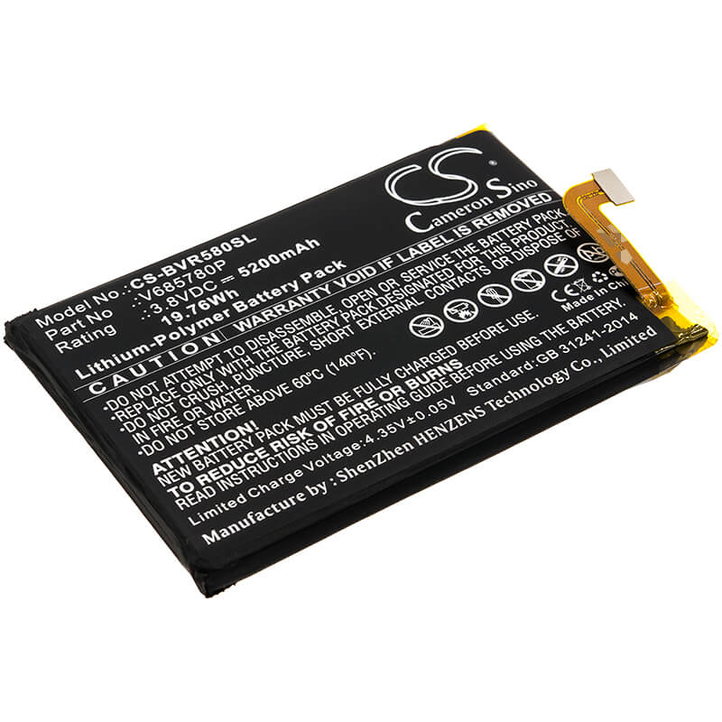 3.8V, 5200mAh, Li-Polymer Battery fits Blackview, Bv5800, 19.76Wh