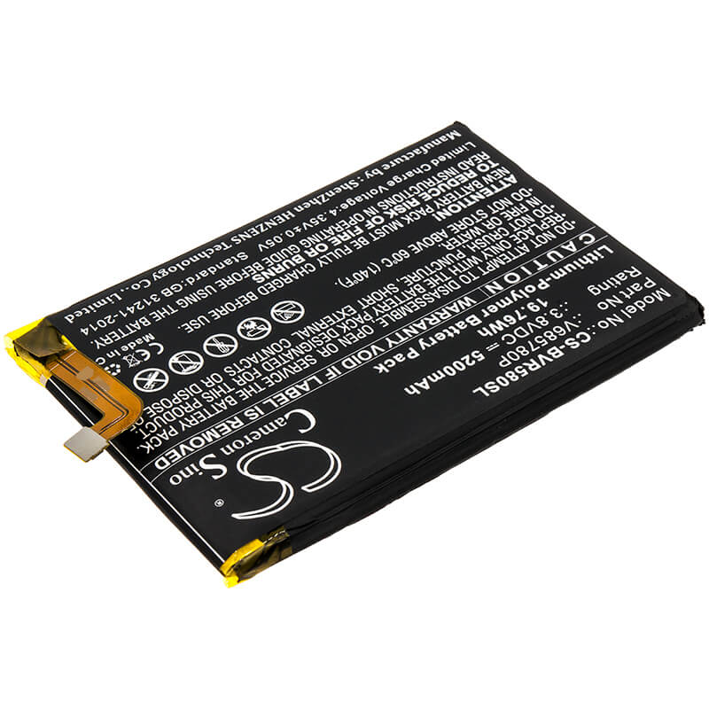 3.8V, 5200mAh, Li-Polymer Battery fits Blackview, Bv5800, 19.76Wh