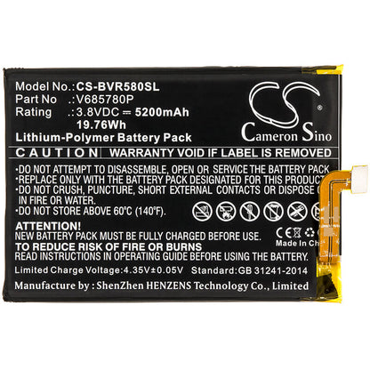 3.8V, 5200mAh, Li-Polymer Battery fits Blackview, Bv5800, 19.76Wh