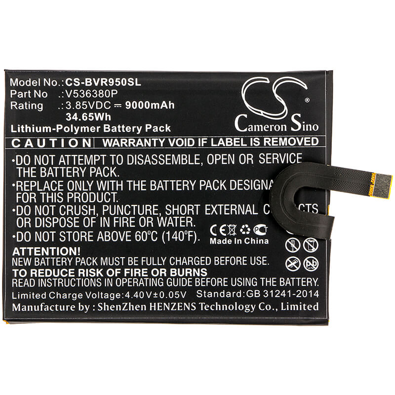 3.85V, 9000mAh, Li-Polymer Battery fits Blackview, Bv9500, Bv9500 Oro, 34.65Wh