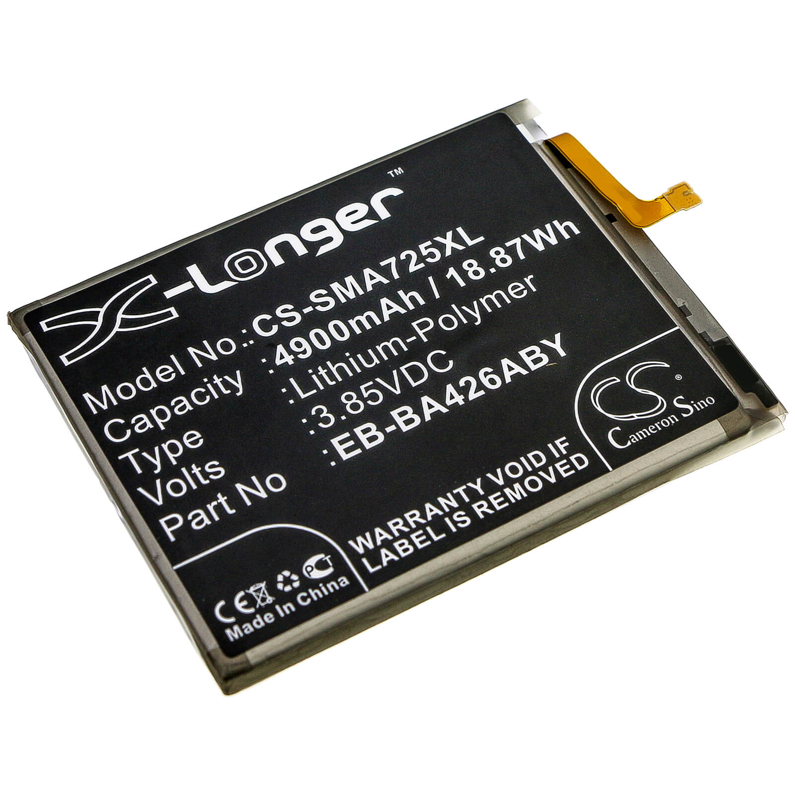 3.85V, 4900mAh, Li-Polymer Battery fits Samsung, Galaxy A32, Galaxy A32 5g 2021, 18.865Wh