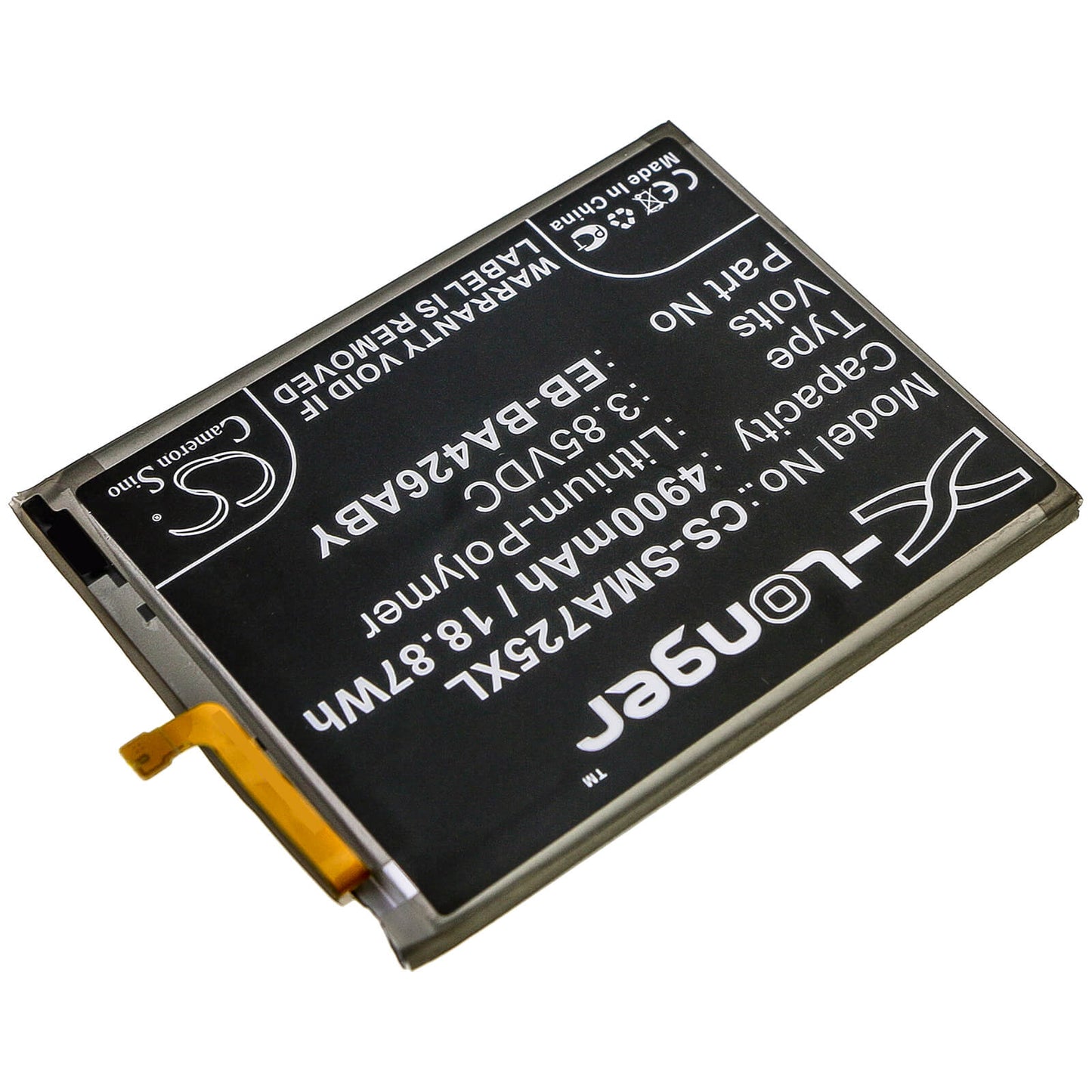 3.85V, 4900mAh, Li-Polymer Battery fits Samsung, Galaxy A32, Galaxy A32 5g 2021, 18.865Wh
