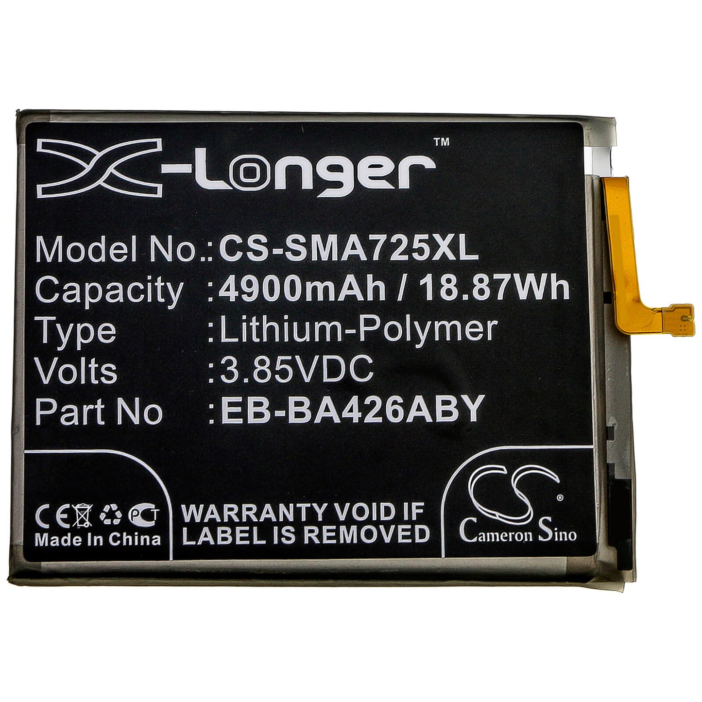 3.85V, 4900mAh, Li-Polymer Battery fits Samsung, Galaxy A32, Galaxy A32 5g 2021, 18.865Wh