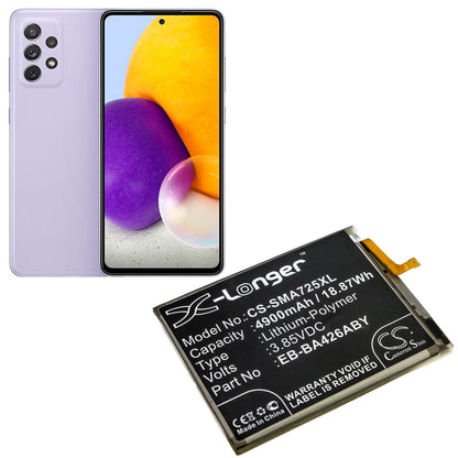 3.85V, 4900mAh, Li-Polymer Battery fits Samsung, Galaxy A32, Galaxy A32 5g 2021, 18.865Wh