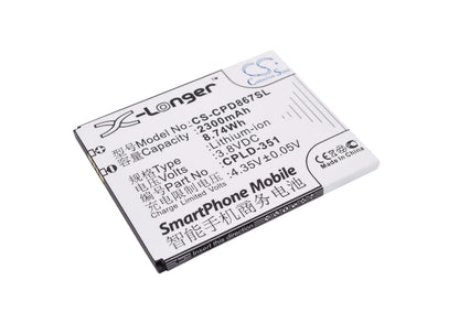 3.8V, 2300mAh, Li-ion Battery fits Coolpad, 8675, 8675 Hd 4g, 8.74Wh