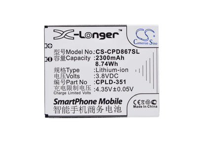 3.8V, 2300mAh, Li-ion Battery fits Coolpad, 8675, 8675 Hd 4g, 8.74Wh