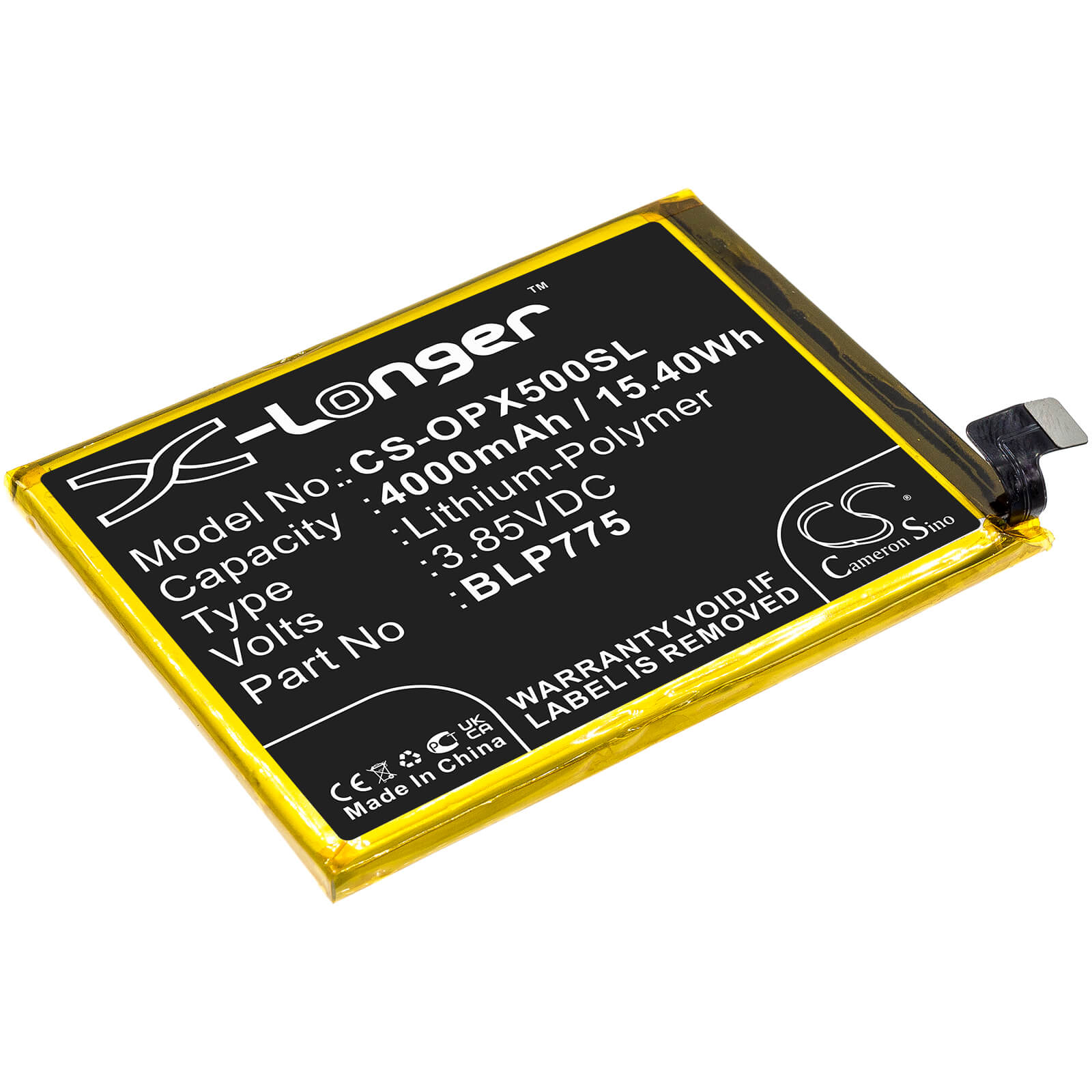3.85V, 4000mAh, Li-Polymer Battery fits Oppo, Realme X50 5g, Rmx2021, 15.4Wh