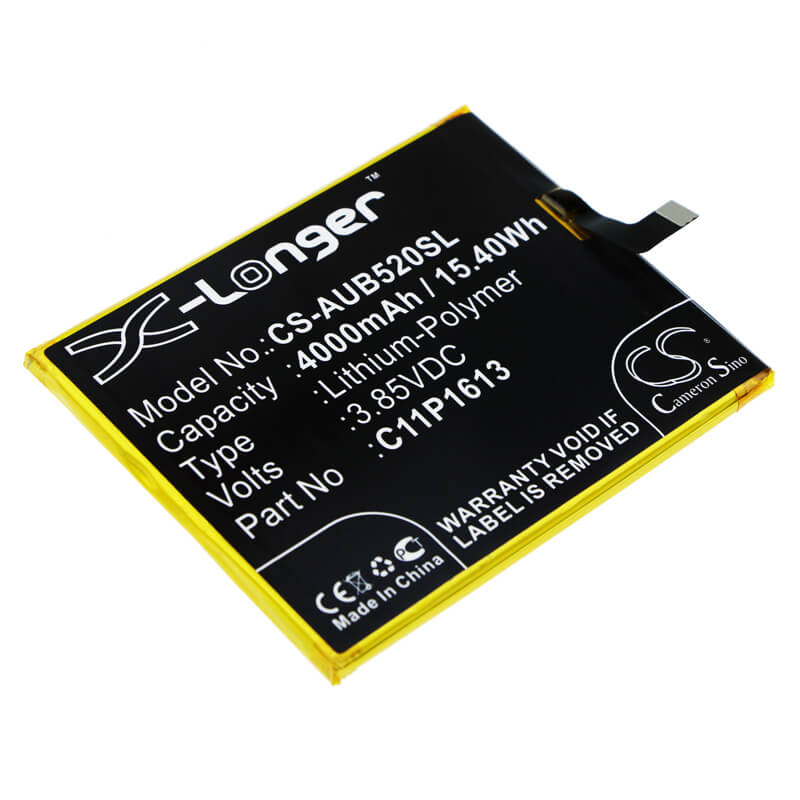 3.85V, 4000mAh, Li-Polymer Battery fits Asus, 4 Selfie Lite Dual Sim Lte, Zb520kl, 15.4Wh
