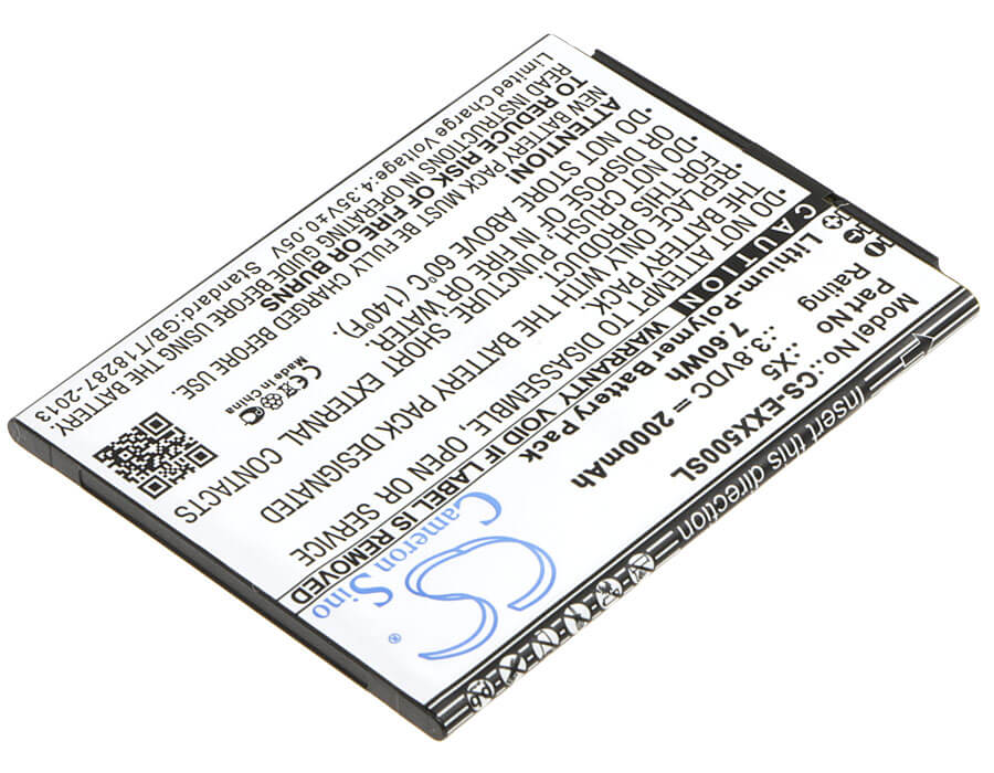 3.8V, 2000mAh, Li-Polymer Battery fits Explay, X5, 7.6Wh