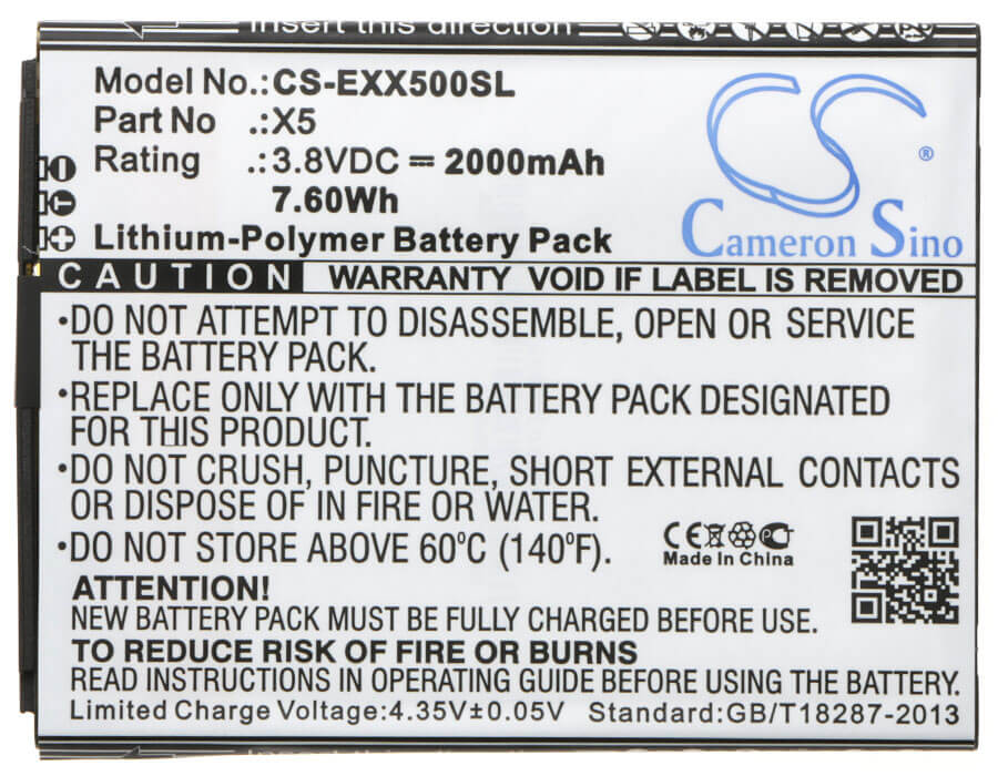 3.8V, 2000mAh, Li-Polymer Battery fits Explay, X5, 7.6Wh