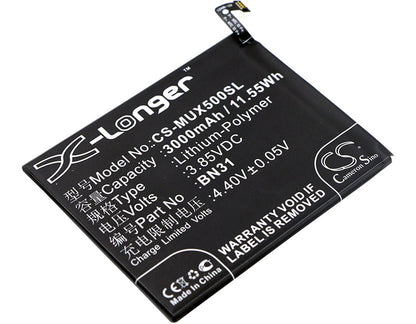 3.85V, 3000mAh, Li-Polymer Battery fits Xiaomi, 5x, M1803e6c, 11.55Wh