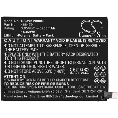3.85V, 3900mAh, Li-Polymer Battery fits Wiko, View 3 Lite, W-v800, 15.015Wh