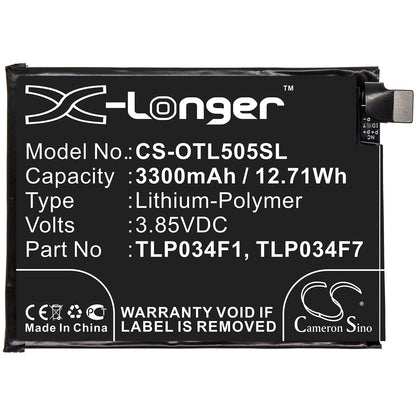 3.85V, 3300mAh, Li-Polymer Battery fits Alcatel, 5039d, 5053k, 12.705Wh