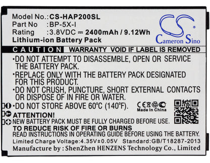 3.8V, 2400mAh, Li-ion Battery fits Highscreen, Boost2, Boost2 Se, 9.12Wh