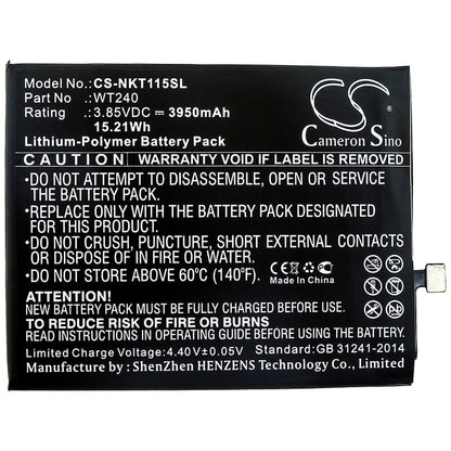 3.85V, 3950mAh, Li-Polymer Battery fits Nokia, 3.2, Ta-1154, 15.2075Wh
