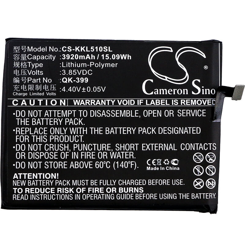 3.85V, 3920mAh, Li-Polymer Battery fits Qiku, N5, N51605-a01, 15.092Wh