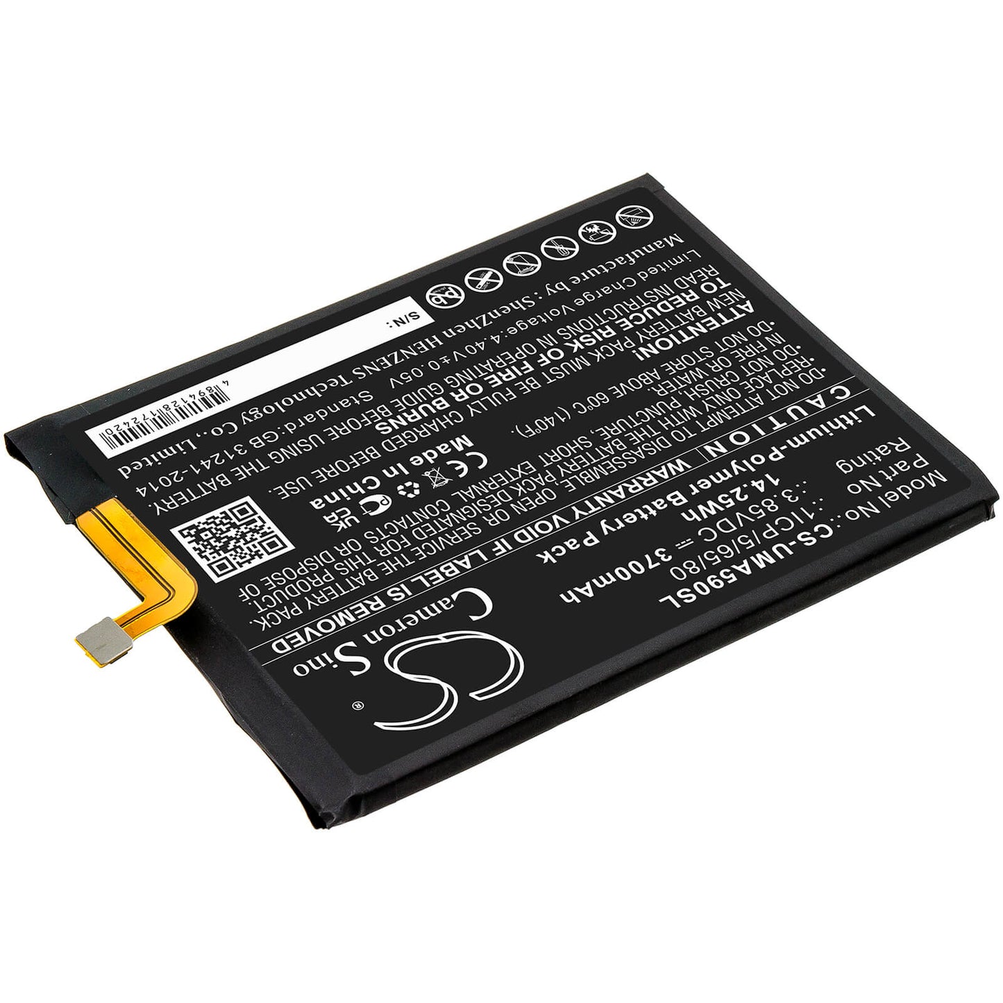 3.85V, 3700mAh, Li-Polymer Battery fits Umi, Umidigi A9 Pro, 14.245Wh