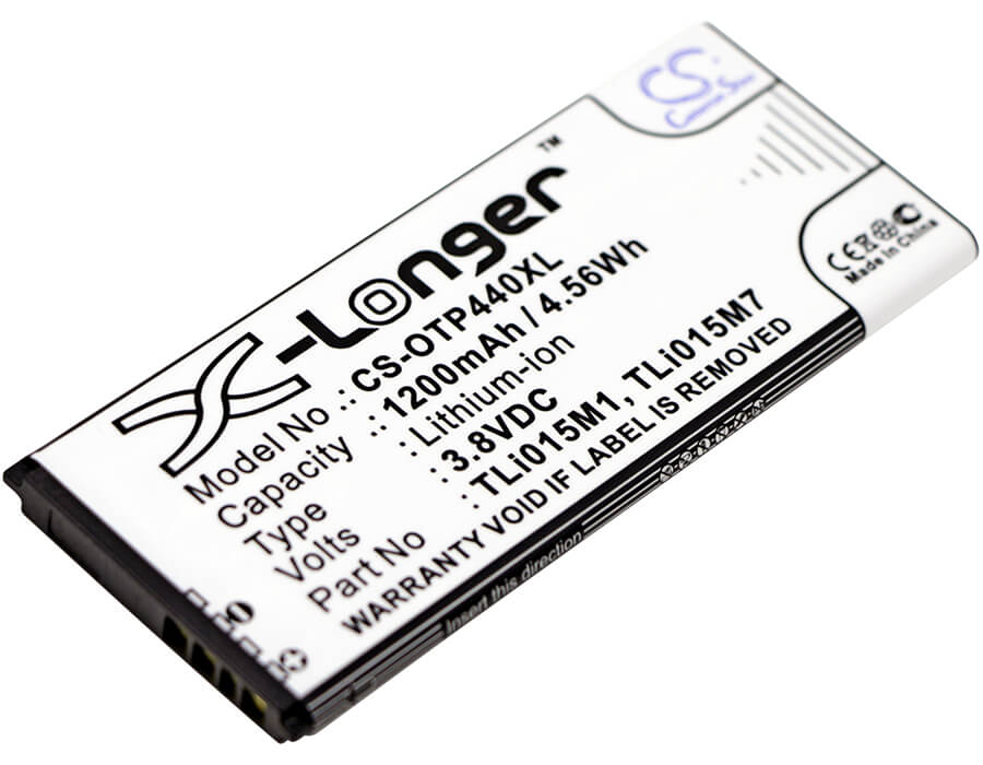3.8V, 1200mAh, Li-ion Battery fits Alcatel, One Touch Pixi 4 4.0, Ot-4034, 4.56Wh