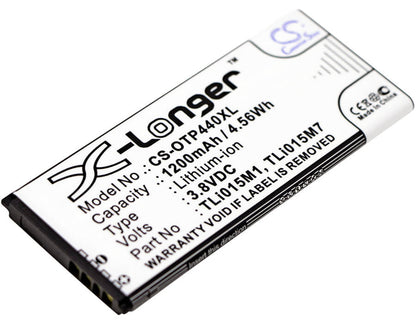 3.8V, 1200mAh, Li-ion Battery fits Alcatel, One Touch Pixi 4 4.0, Ot-4034, 4.56Wh