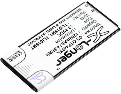 3.8V, 1200mAh, Li-ion Battery fits Alcatel, One Touch Pixi 4 4.0, Ot-4034, 4.56Wh