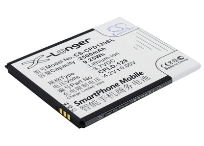 3.7V, 2500mAh, Li-ion Battery fits Coolpad, 5315, 9.25Wh