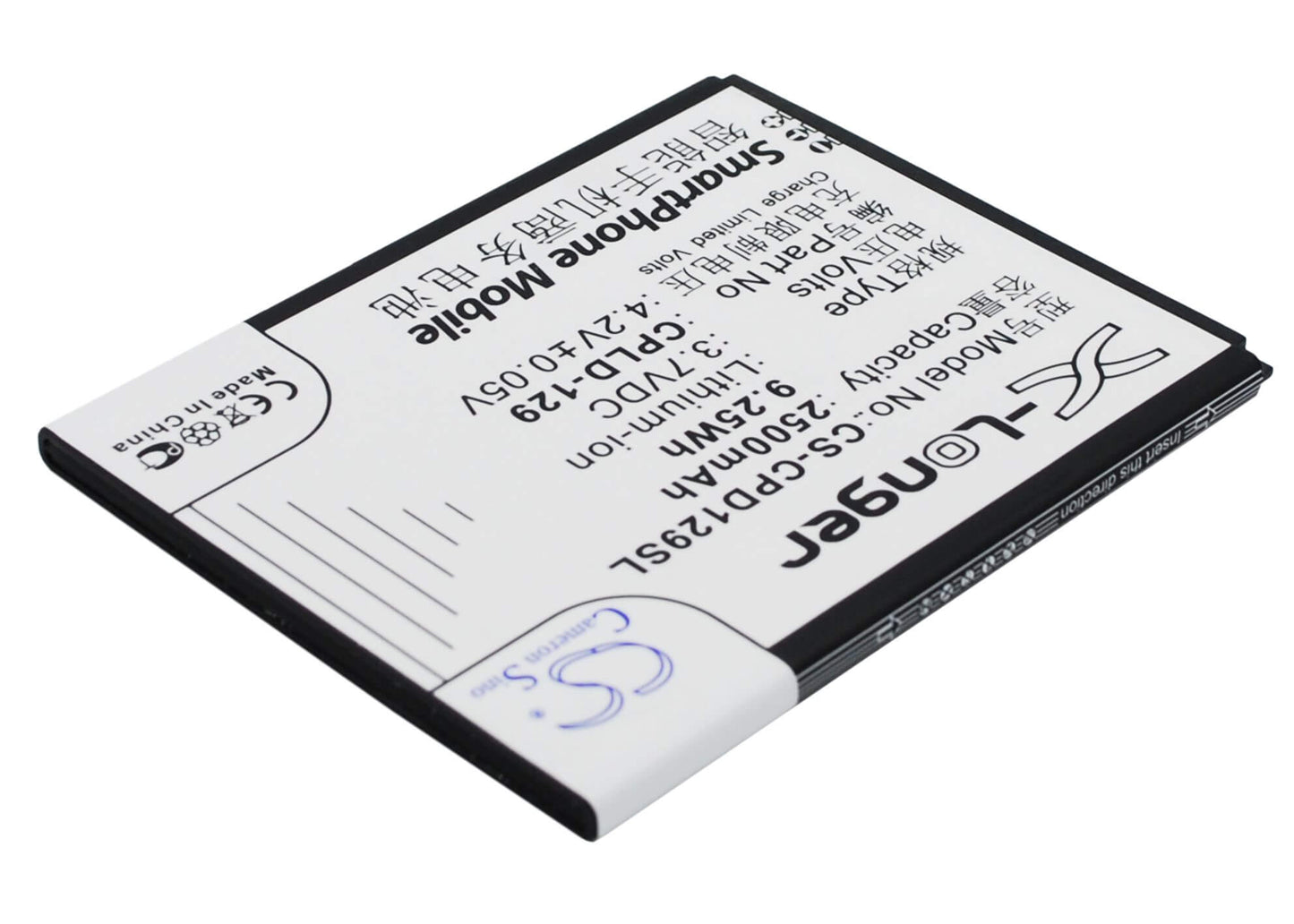3.7V, 2500mAh, Li-ion Battery fits Coolpad, 5315, 9.25Wh