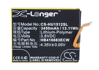 3.8V, 3450mAh, Li-Polymer Battery fits Google, Nexus 6p, Nexus 6p A1, 13.11Wh