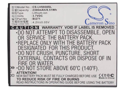 3.7V, 2300mAh, Li-ion Battery fits Lenovo, S930, S938t, 8.51Wh