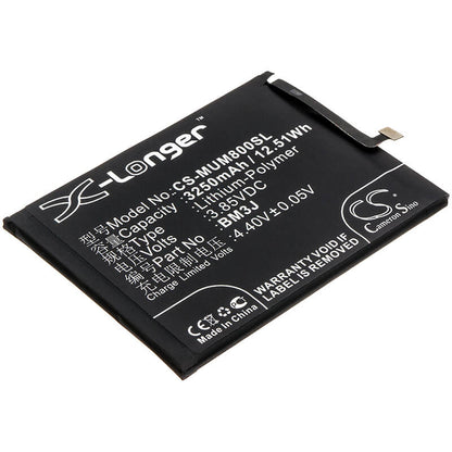 3.85V, 3250mAh, Li-Polymer Battery fits Xiaomi, M1808d2tc, M1808d2te, 12.5125Wh