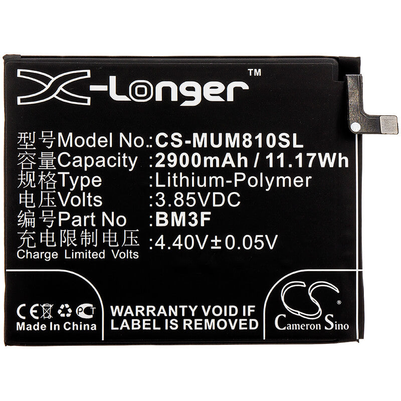 3.85V, 2900mAh, Li-Polymer Battery fits Xiaomi, Mi 8 Explorer, Mi 8 Explorer Edition, 11.165Wh