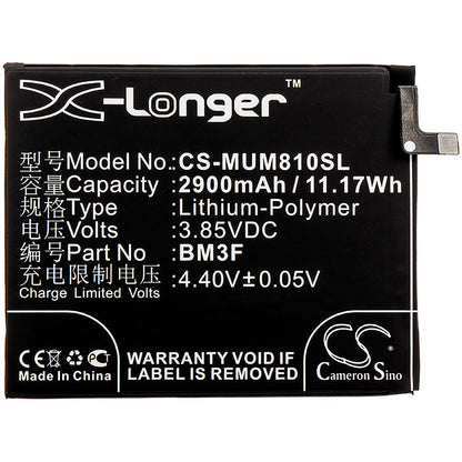 3.85V, 2900mAh, Li-Polymer Battery fits Xiaomi, Mi 8 Explorer, Mi 8 Explorer Edition, 11.165Wh
