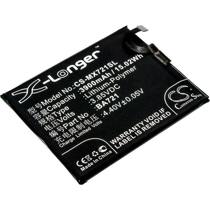 3.85V, 3900mAh, Li-Polymer Battery fits Meilan, M5 Note, M5 Note Global Dualsim, 15.015Wh
