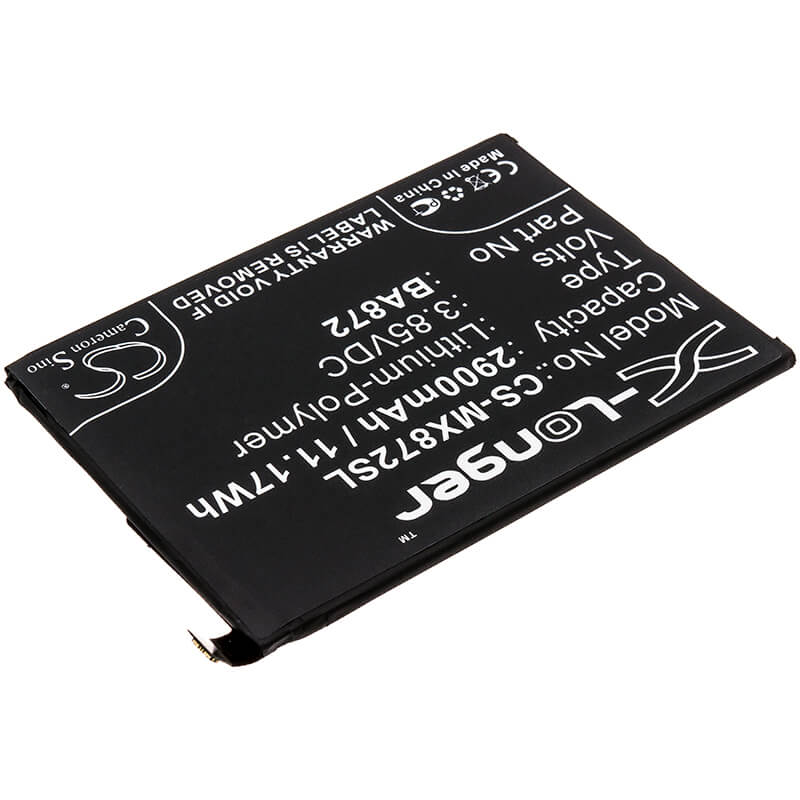 3.85V, 2900mAh, Li-Polymer Battery fits Meilan, 16x, M1872, 11.165Wh