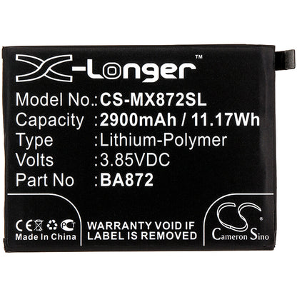 3.85V, 2900mAh, Li-Polymer Battery fits Meizu, M1872, M872h, 11.165Wh
