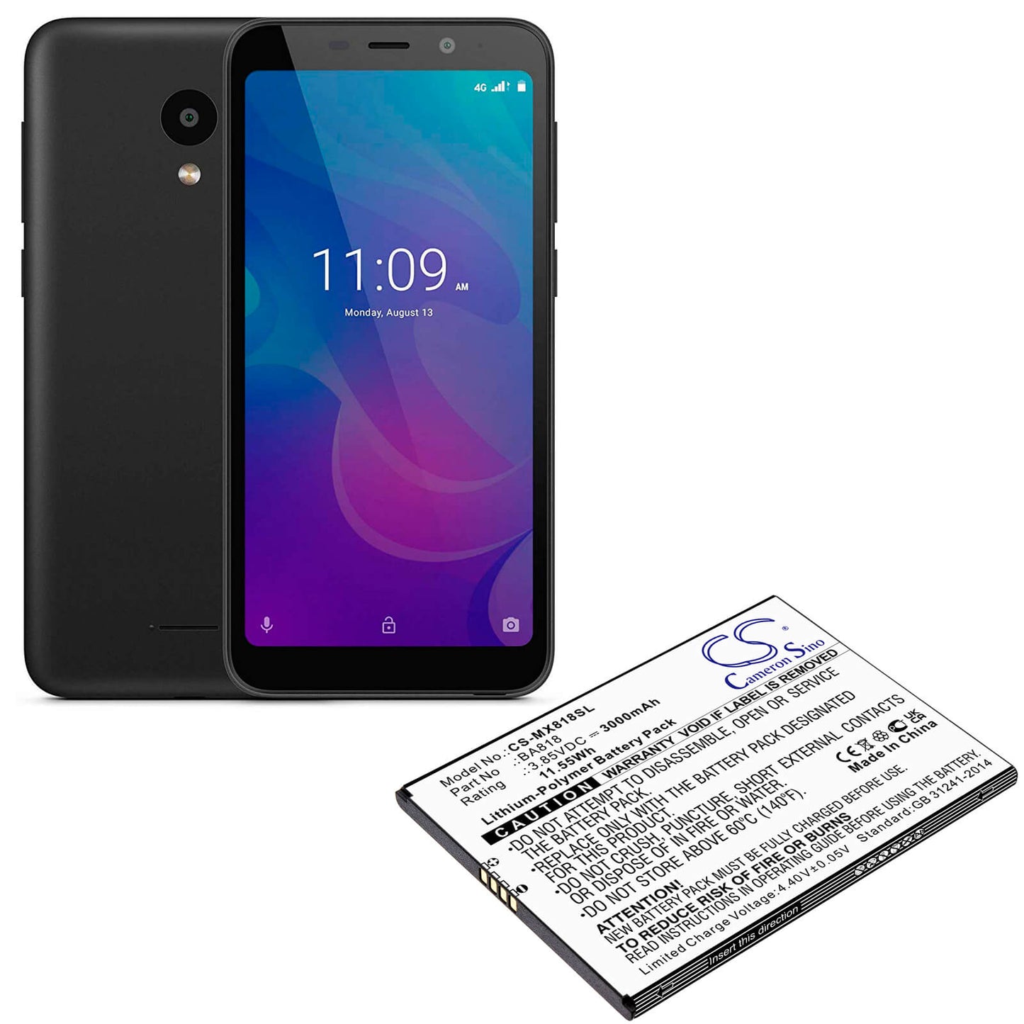 3.85V, 3000mAh, Li-Polymer Battery fits Meizu, C9, C9 Pro, 11.55Wh