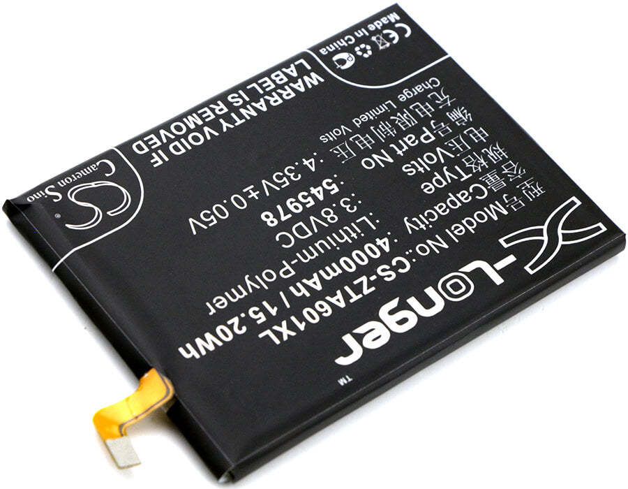3.8V, 4000mAh, Li-Polymer Battery fits Zte, Ba601, Blade A601, 15.2Wh