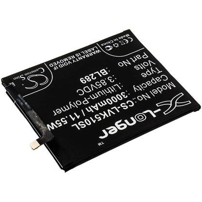3.85V, 3000mAh, Li-Polymer Battery fits Lenovo, K5 Play, L38021, 11.55Wh