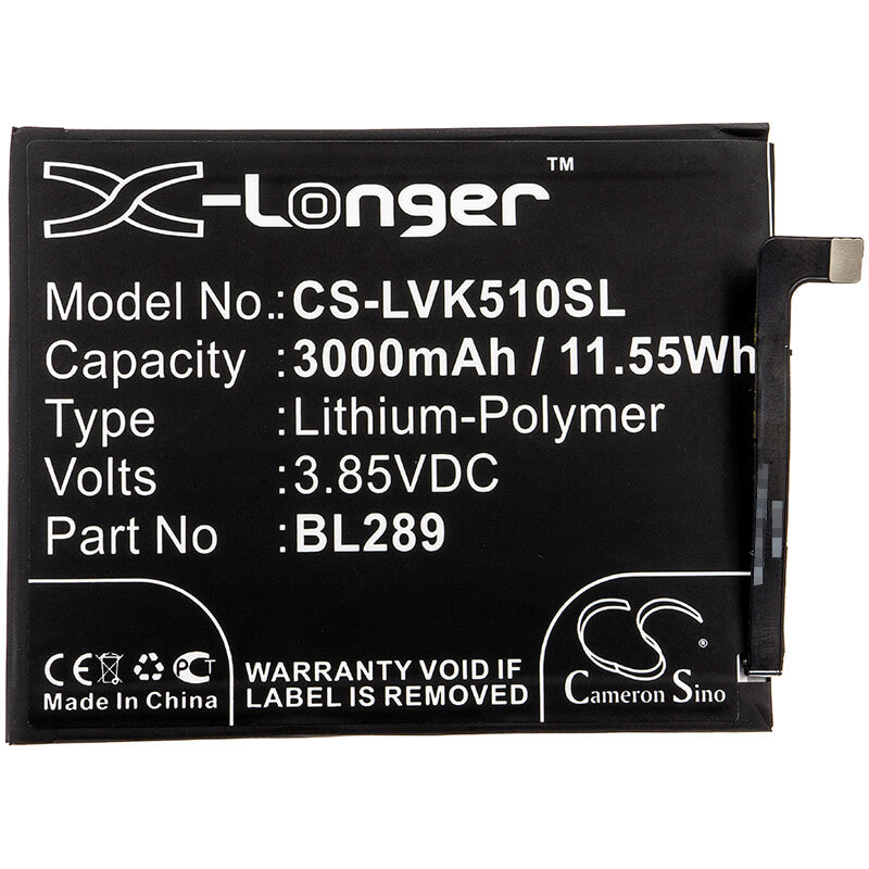 3.85V, 3000mAh, Li-Polymer Battery fits Lenovo, K5 Play, L38021, 11.55Wh
