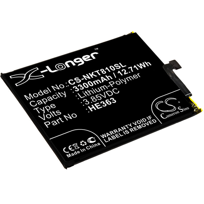3.85V, 3300mAh, Li-Polymer Battery fits Nokia, 8.1, Ta-1119, 12.705Wh