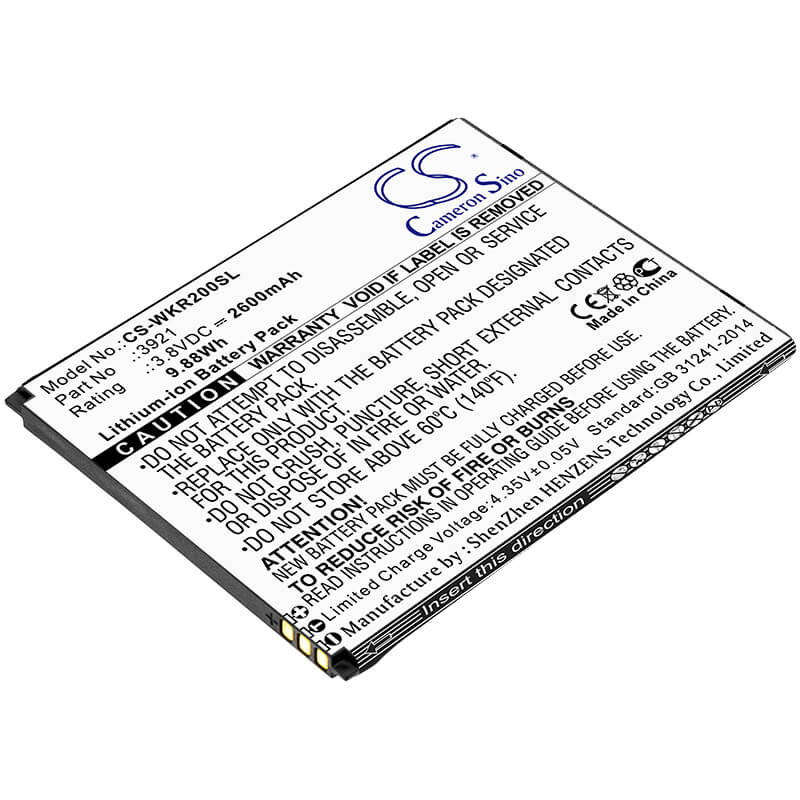 3.8V, 2600mAh, Li-ion Battery fits Wiko, Robby 2, 9.88Wh