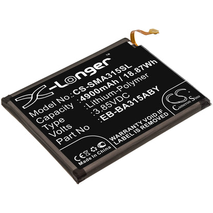 3.85V, 4900mAh, Li-Polymer Battery fits Samsung, Galaxy A31, Sm-a310f, 18.865Wh