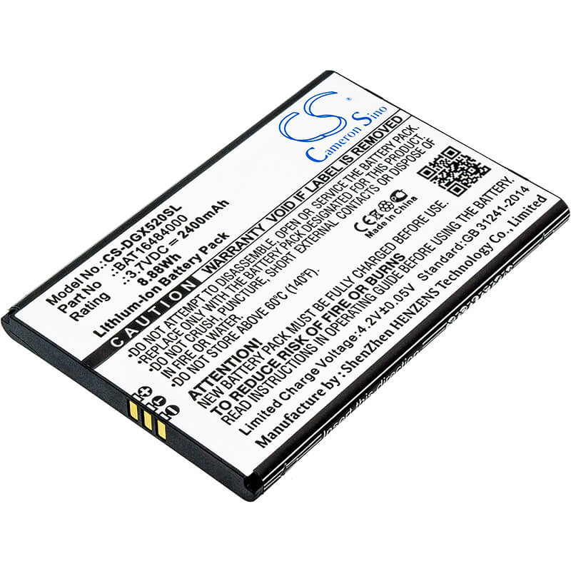 3.7V, 2400mAh, Li-ion Battery fits Doogee, X5 Max Pro, 8.88Wh