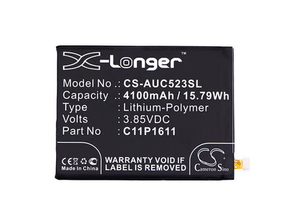 3.85V, 4100mAh, Li-Polymer Battery fits Asus, Zc520tl, Zenfone 3 Max 5.2, 15.785Wh
