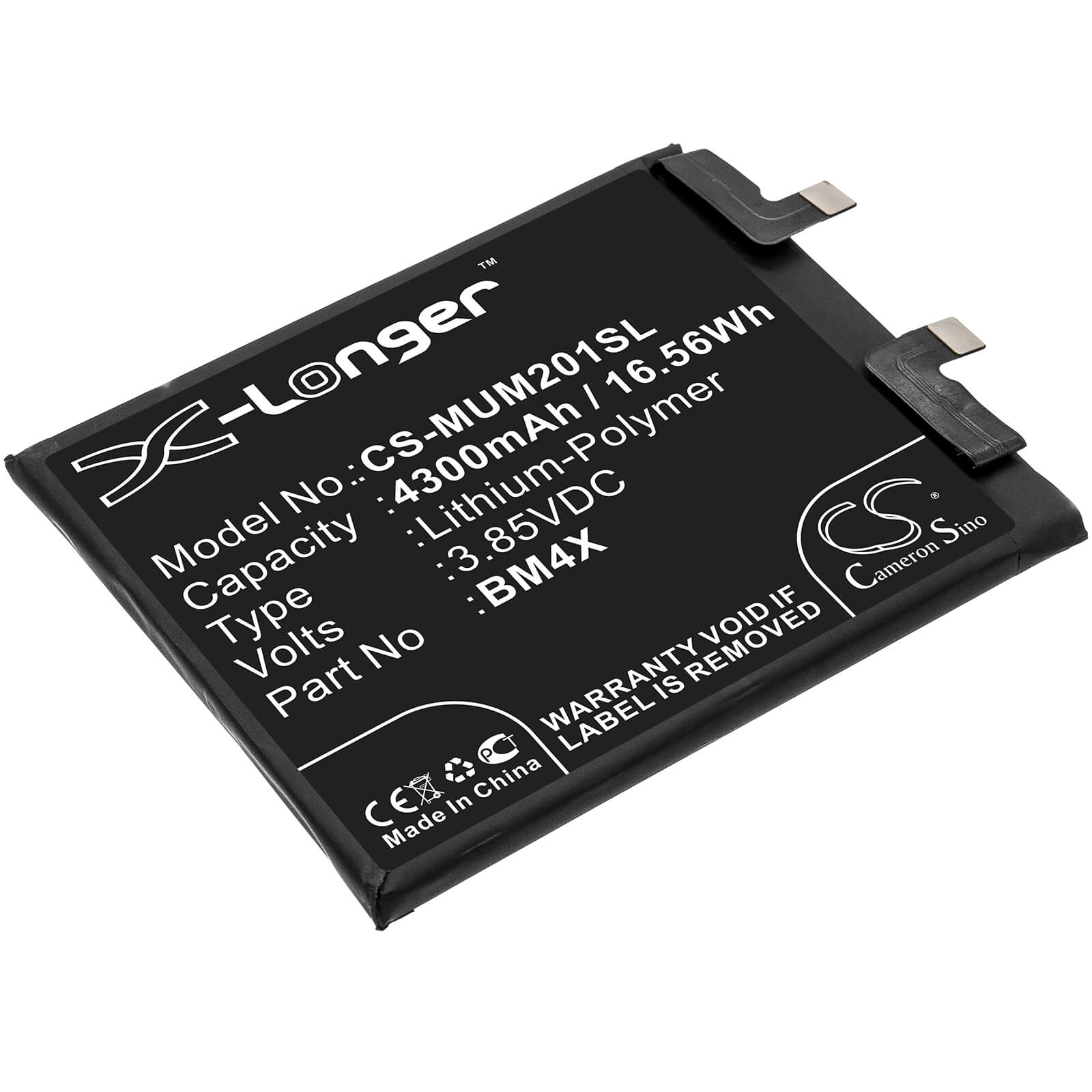 3.85V, 4300mAh, Li-Polymer Battery fits Xiaomi, M2011k2c, M2011k2g, 16.555Wh