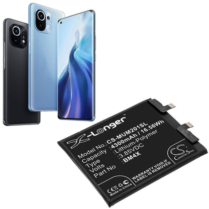 3.85V, 4300mAh, Li-Polymer Battery fits Xiaomi, M2011k2c, M2011k2g, 16.555Wh