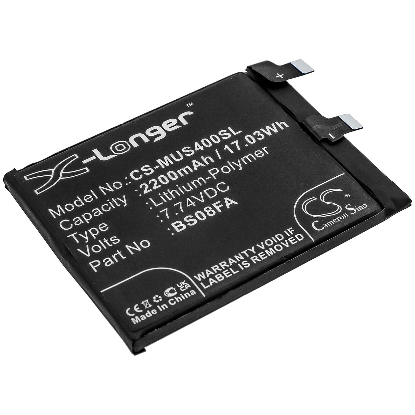 7.74V, 2200mAh, Li-Polymer Battery fits Xiaomi, Black Shark 4, Black Shark 4 Pro, 17.028Wh