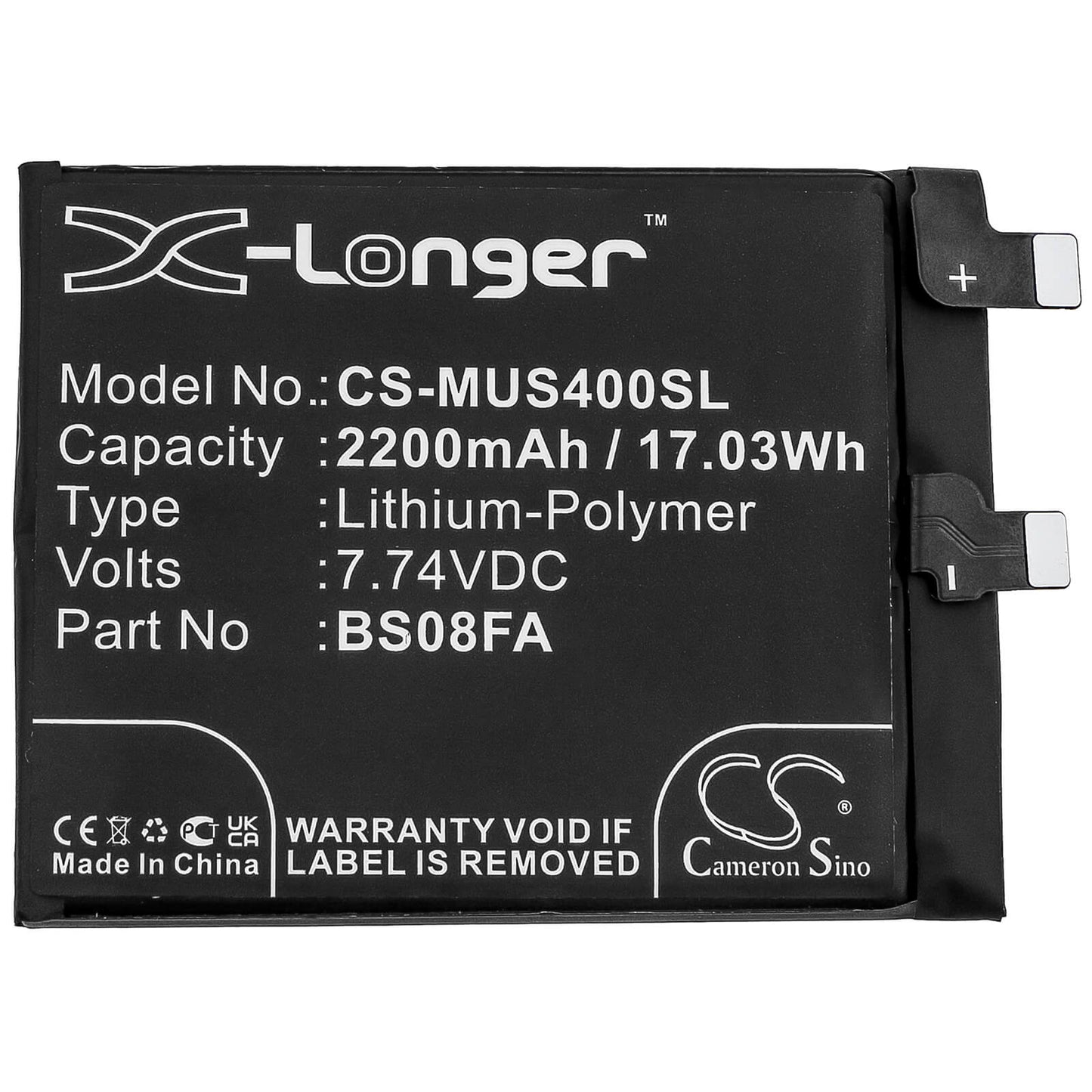 7.74V, 2200mAh, Li-Polymer Battery fits Xiaomi, Black Shark 4, Black Shark 4 Pro, 17.028Wh