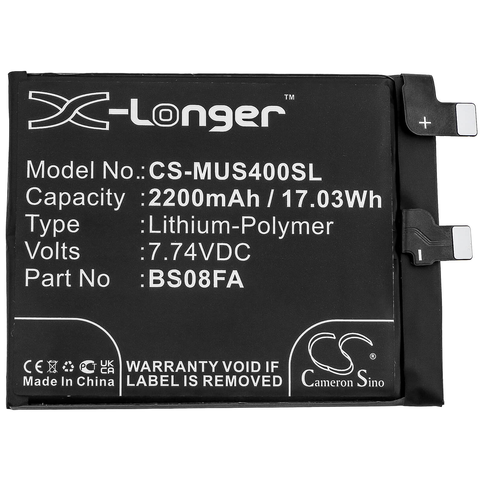 7.74V, 2200mAh, Li-Polymer Battery fits Xiaomi, Black Shark 4, Black Shark 4 Pro, 17.028Wh