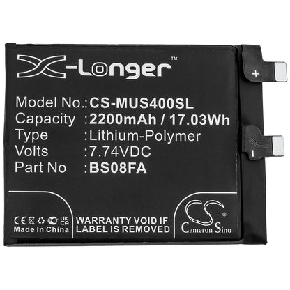 7.74V, 2200mAh, Li-Polymer Battery fits Xiaomi, Black Shark 4, Black Shark 4 Pro, 17.028Wh